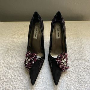 Black suede heels